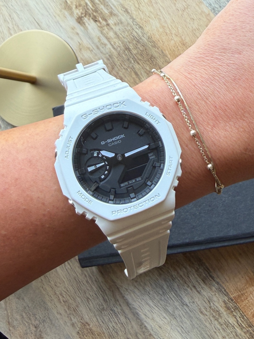 Casio White Resin G-Shock with Black Dial